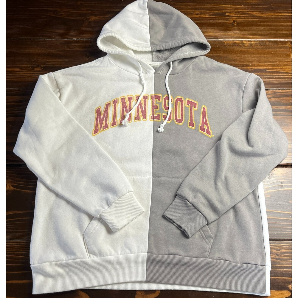 GC Hoodie, Men's Small, Gray White, NCAA Minnesota Golden Gophers, Pullover